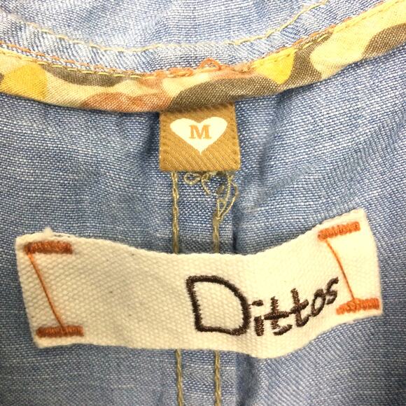 Dittos Women's Chambray Flap Pocket Hooded 3/4 Lightweight Zippered Jacket M - Picture 9 of 15